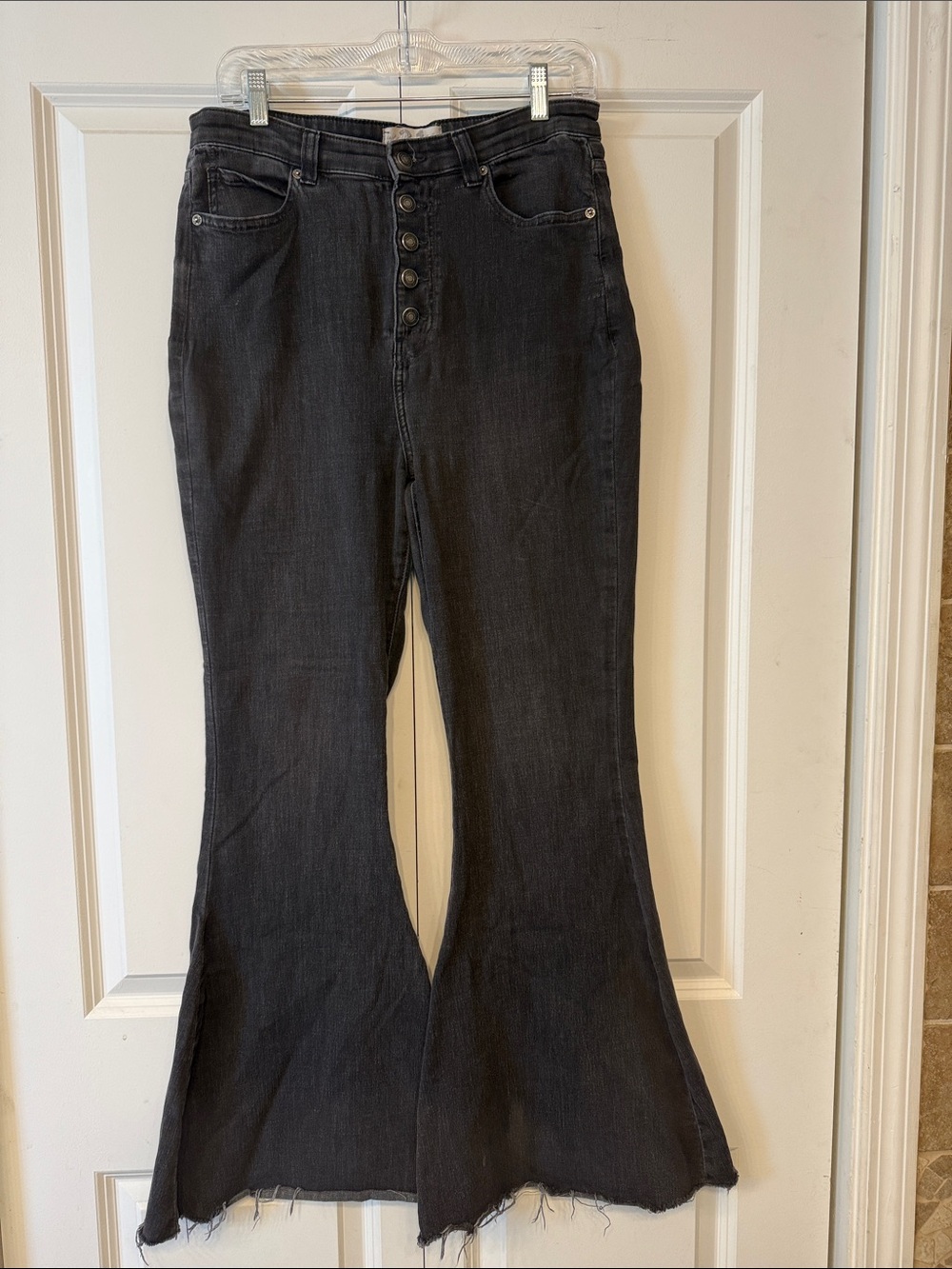 We The Free Black High-Rise Flared Button-Fly Jeans